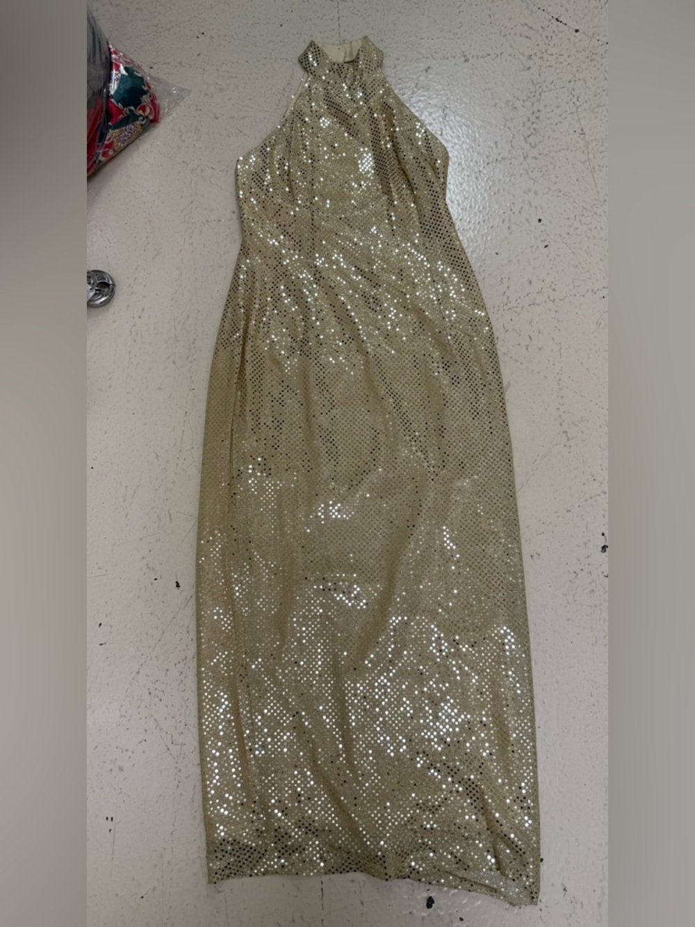 Y2K 90s Sequin Maxi Gold Formal Dress - Picture 2 of 16